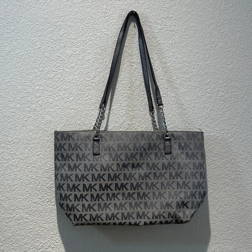 Michael Kors Gray MK Logo Chain-Strap Tote